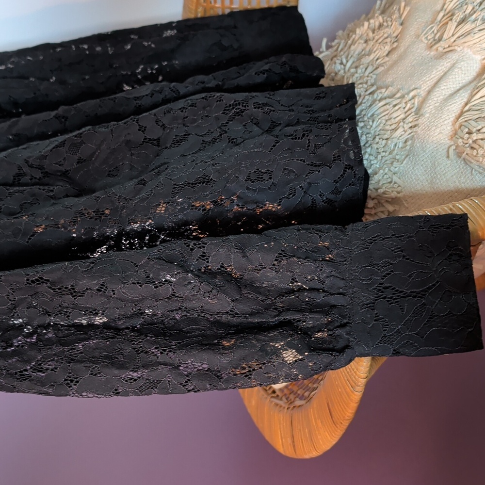 Black Stretch Lace Button Up Top - Picture 3 of 4